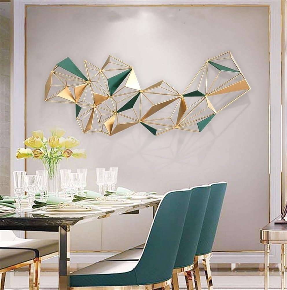 Modern Large Metal Wall Art, 3D Geometric Abstract Wall Decor, Creative Iron Hanging Sculpture for Living Room, Dining Room, Office and Hotel(47.2X20.9In)